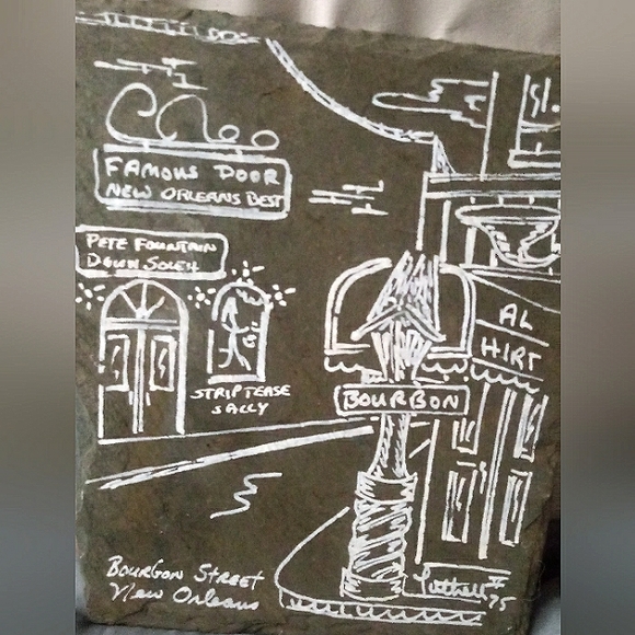 George B Luttrell II " Bourbon Street" on slate original signed art wall decor - Picture 1 of 6